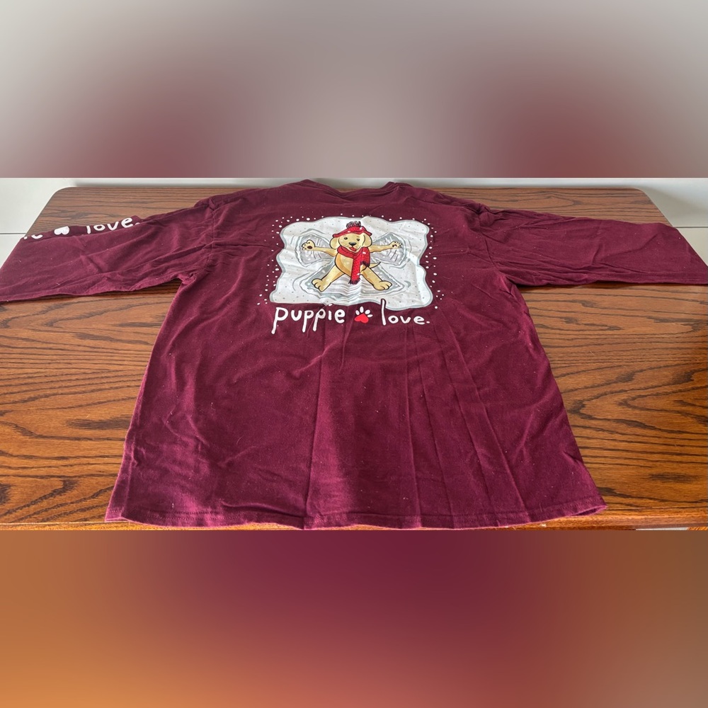 Puppie Love Maroon Long Sleeve T-Shirt